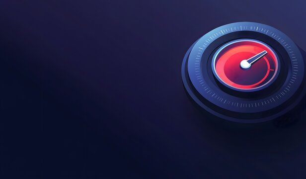 Abstract illustration of a customer satisfaction icon with a speedometer, on a blue color background, a digital technology concept for web banner design and business service advertisement. 