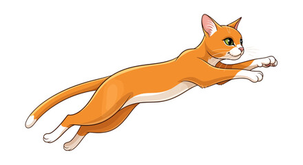 Obraz premium Dynamic Action, Playful Cat, Animated Scene, Illustration, Indoor Setting, Side View, Joyful Concept