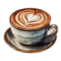 Cappuccino in watercolor style, vector illustration, isolated on white background.
