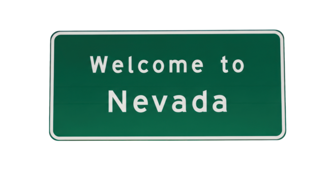 Nevada sign Green road welcome