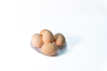 Still life image of an egg on a white background
