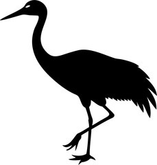 Obraz premium Elegant silhouette of a sandhill crane in flight