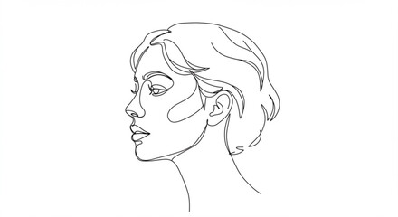 Elegant woman's profile captured in continuous line art, conveying modern beauty and artistic expression