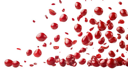  Falling  tomato  cherry isolated on white background PNG 