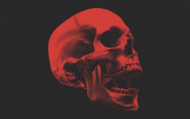 Red skull on black background