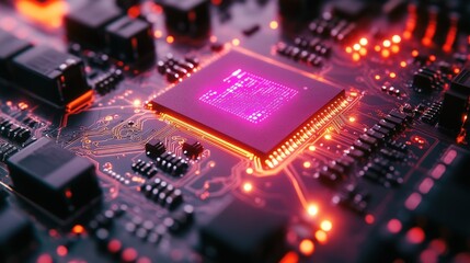 High-tech circuit board with glowing processor (1)