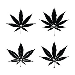 marijuana leaf silhouette vector set,marijuana leaf icons