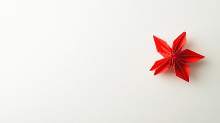 Red Origami Flower on White Background