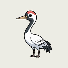 Obraz premium Cartoon Crane Bird Illustration