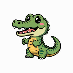 Cute Cartoon Alligator Character with Big Smile
