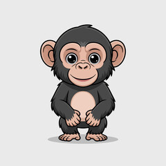 Obraz premium Cute cartoon chimpanzee character illustration