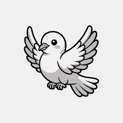 Obraz premium Cute Cartoon Flying Dove Illustration
