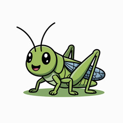 Fototapeta premium Cute Cartoon Grasshopper Character Illustration