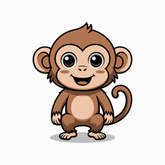 Cute cartoon monkey character illustration, adorable, fun