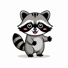 Obraz premium Cute cartoon raccoon character illustration