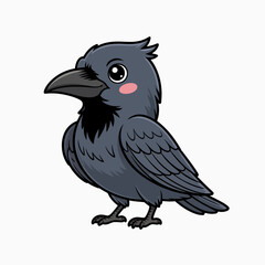 Obraz premium Cute cartoon raven character illustration
