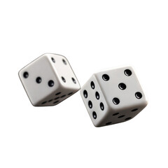 3d white dice with black pips isolated on transparent background