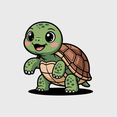 Fototapeta premium Cute cartoon turtle character, cheerful expression