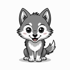 Obraz premium Cute cartoon wolf character illustration