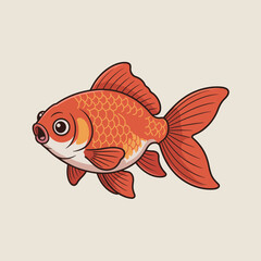 Goldfish Illustration with Vibrant Colors, Cartoon Style
