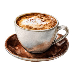Cappuccino, watercolor painting, vector illustration, isolated on a white background.
