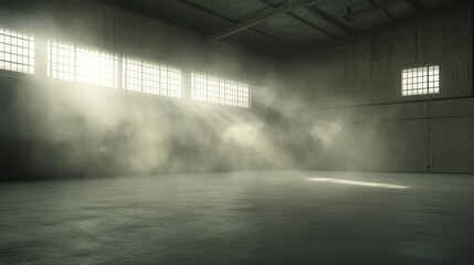Dusty Sunlight in an Industrial Hangar