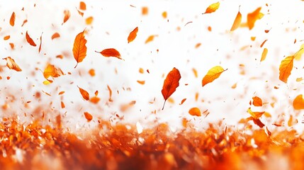 A vibrant autumn scene with numerous orange and yellow leaves falling and accumulating on the ground.  The image evokes a sense of change and the beauty of autumn