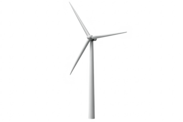 Modern wind turbine generating clean energy on transparent background