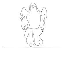 Halloween ghost icon   continuous one line drawing of outline vector illustration 