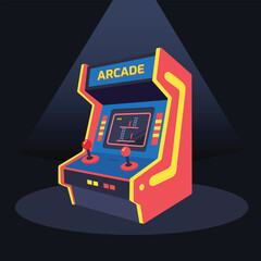 Retro Arcade Gaming Machine under a Spotlight