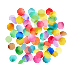 Birthday Party Confetti, watercolor painting, vector illustration, isolated on a white background.