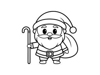 Fototapeta premium Santa Claus carrying a sack of gifts icon silhouette on a white background