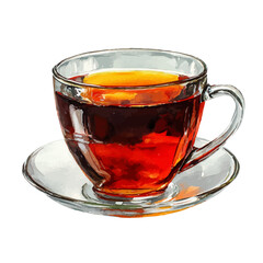 Black Tea in watercolor style, vector illustration, isolated on white background.