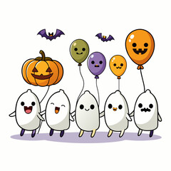 Obraz premium Scary Halloween Vector Set with Spooky Elements
