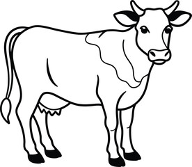 Minimal Cow Silhouette Vector &ndash; Single Color Farm Animal Illustration