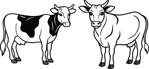 Minimal Cow Silhouette Vector – Single Color Farm Animal Illustration