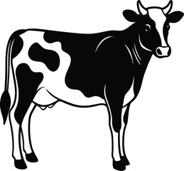 Minimal Cow Silhouette Vector – Single Color Farm Animal Illustration