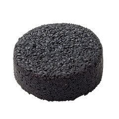 Fototapeta premium Round Black Sesame Cake on White Background - A Unique Asian Dessert Treat for Culinary Exploration on transparent background