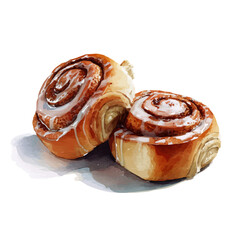 Cinnamon Rolls in watercolor style, vector illustration, isolated on white background.