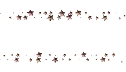Beautiful rose gold stars scattered on white background. Perfect for festive designs.