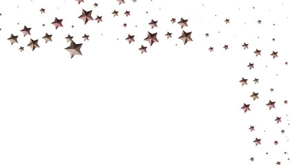Beautiful rose gold stars scattered on a white background. Perfect for festive designs.