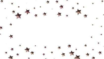 Beautiful image of rose gold stars scattered on a white background. Perfect for backgrounds, cards, and more.