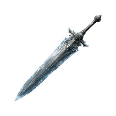Frozen Greatsword Fantasy Weapon with Ice Texture, 3D Render