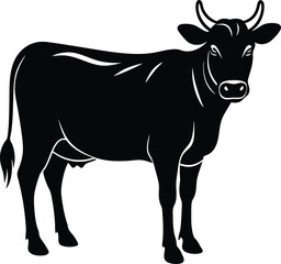Minimal Cow Silhouette Vector – Single Color Farm Animal Illustration