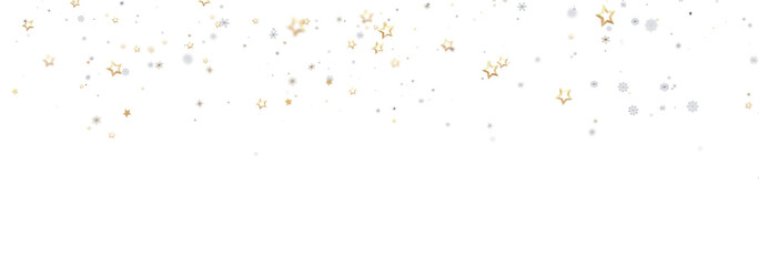 Beautiful image of gold and silver stars falling on a white background. Perfect for holidays.