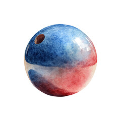 A watercolor painting of Bowling Ball, vector illustration on white background.