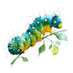 Caterpillar in watercolor style, vector illustration, isolated on white background.