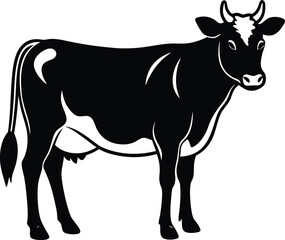 Minimal Cow Silhouette Vector – Single Color Farm Animal Illustration
