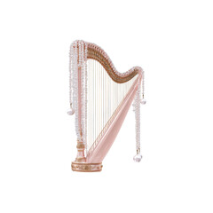 Elegant Pink Harp Adorned with Pearl Beads