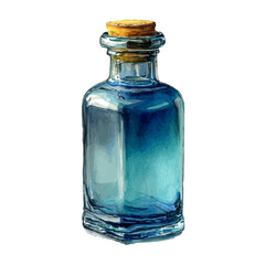 Bottle, watercolor painting, vector illustration, isolated on a white background.